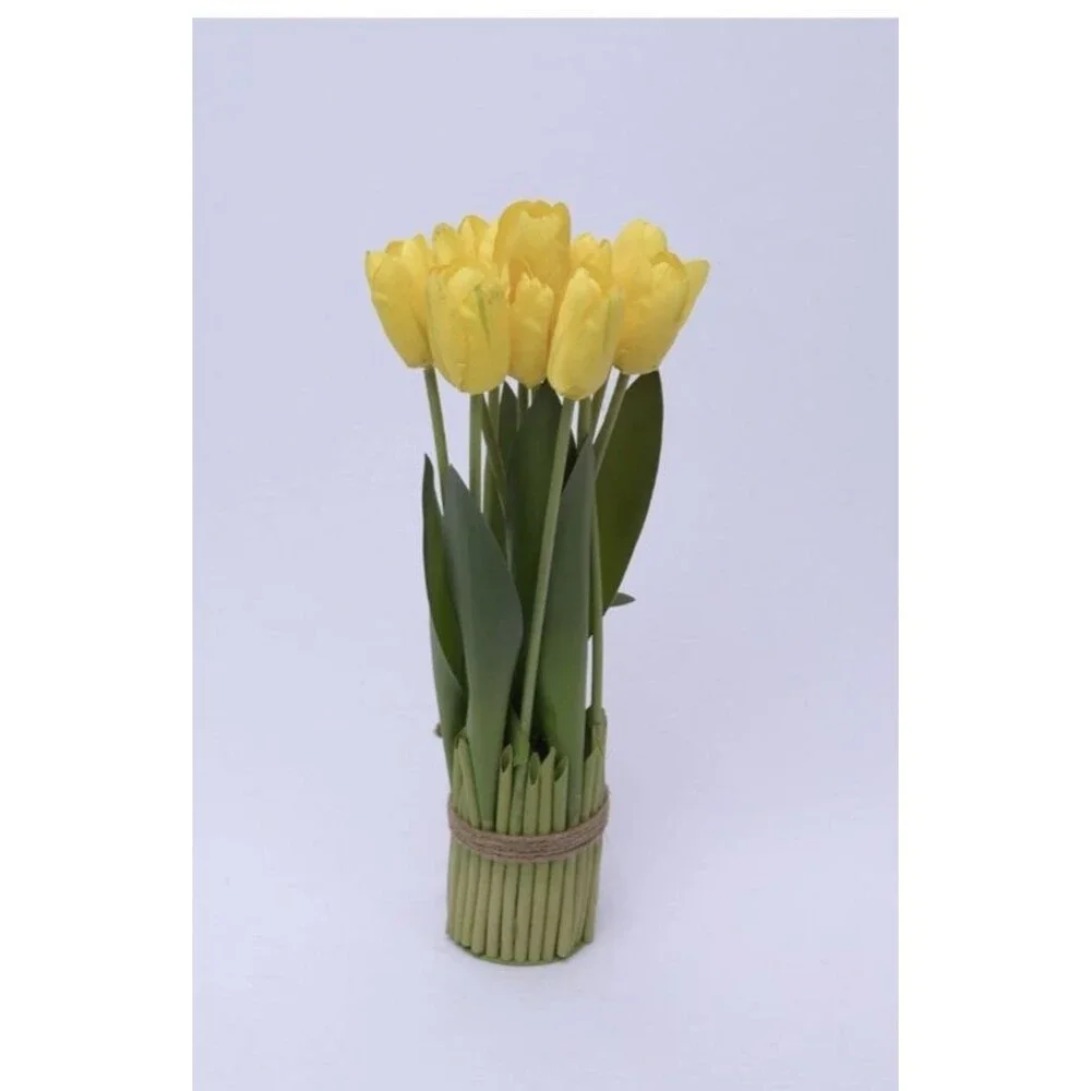 Set of 2 Artificial Yellow Tulip Standing Bunch 14